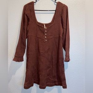 Free People Brown Long Sleeve Dress